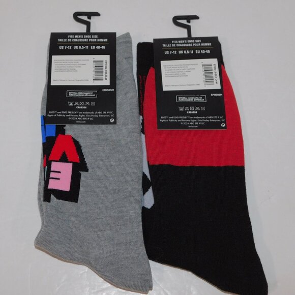 2 Different pairs of ELVIS Crew Socks Mens Size 7- 12 NEW - Picture 5 of 6